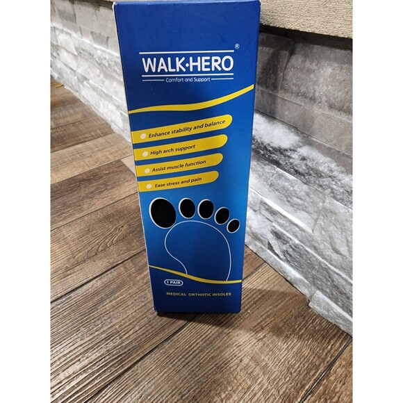 Walk-Hero Medical Orthotic Insoles Mens 10-10.5 Women 12-12.5 Plantar Fascitis - Picture 1 of 6